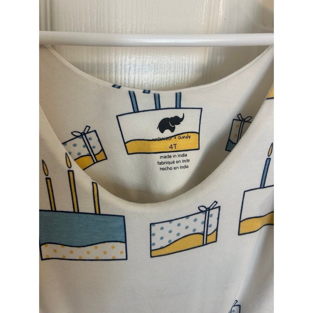 Monica + Andy Girls Birthday Cake Twirl Dress Size 4T Blue & Yellow Party Hats - Picture 3 of 4